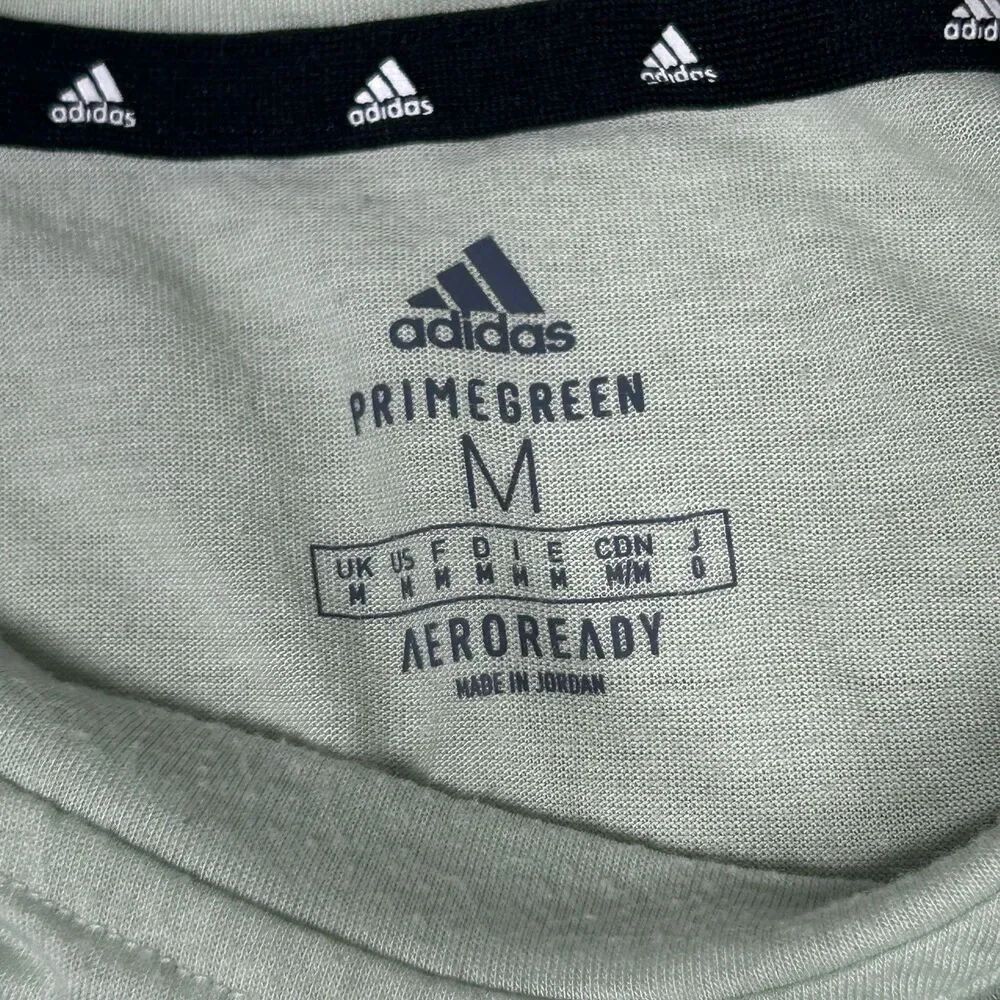 Adidas T-Shirt Mens M Primegreen Aeroready Performance Short Sleeve Mint Logo